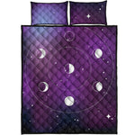 Galaxy Moon Phase Print Quilt Bed Set
