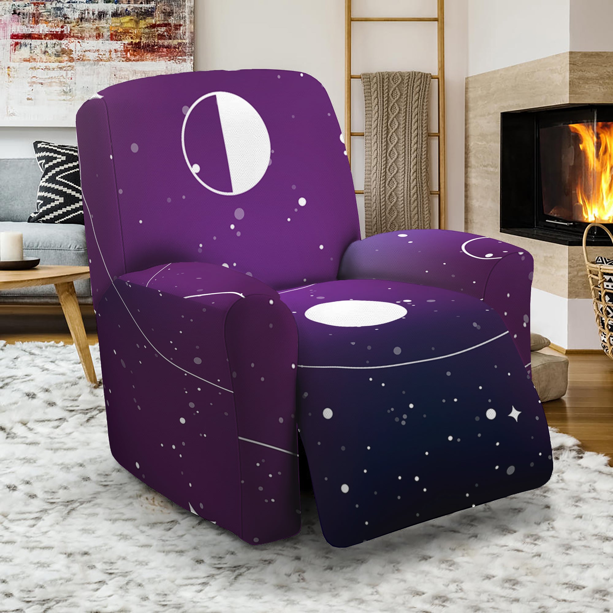 Galaxy Moon Phase Print Recliner Slipcover