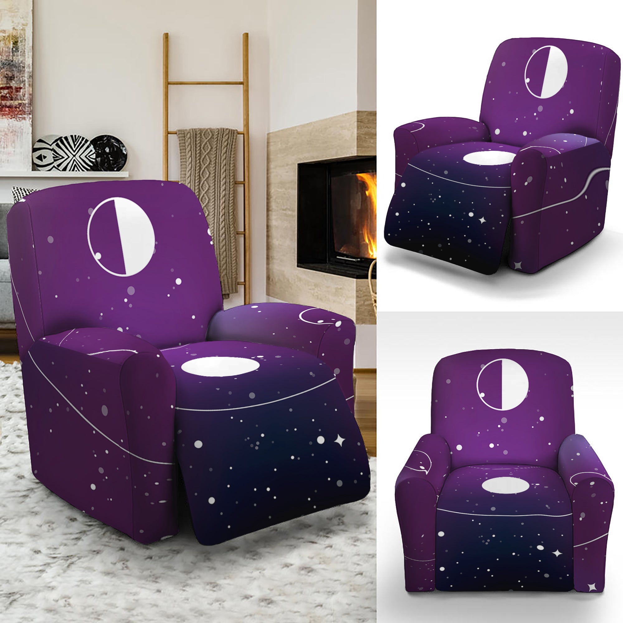 Galaxy Moon Phase Print Recliner Slipcover