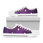 Galaxy Moon Phase Print White Low Top Shoes