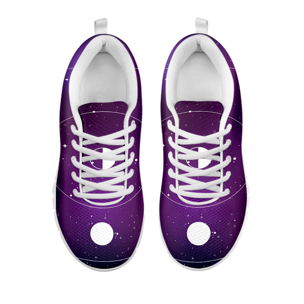 Galaxy Moon Phase Print White Sneakers