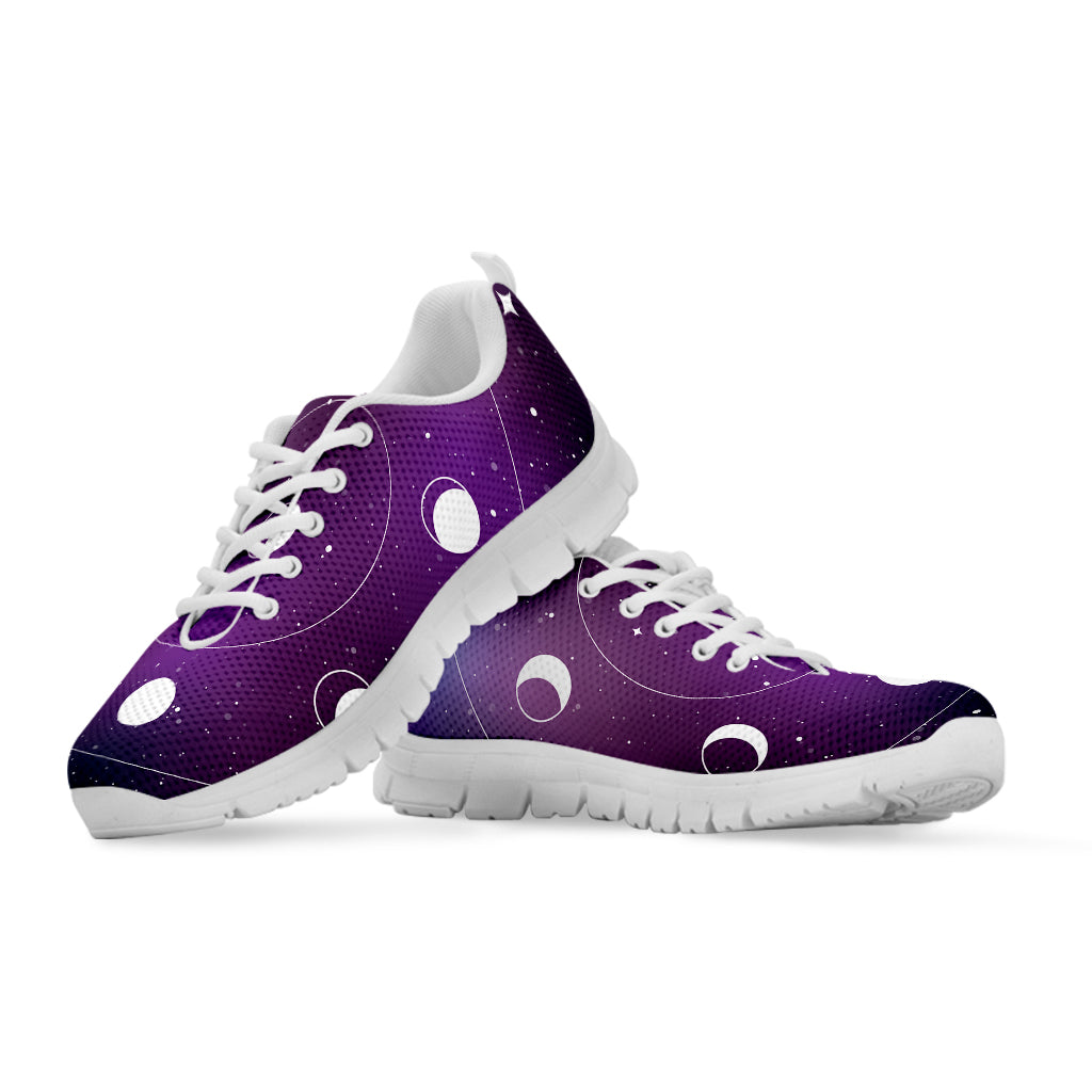 Galaxy Moon Phase Print White Sneakers