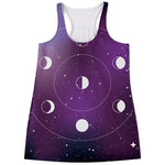 Galaxy Moon Phase Print Women's Racerback Tank Top