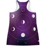 Galaxy Moon Phase Print Women's Racerback Tank Top