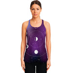 Galaxy Moon Phase Print Women's Racerback Tank Top