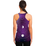 Galaxy Moon Phase Print Women's Racerback Tank Top
