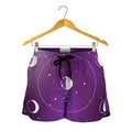 Galaxy Moon Phase Print Women's Shorts