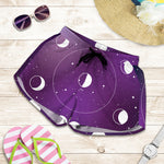 Galaxy Moon Phase Print Women's Shorts