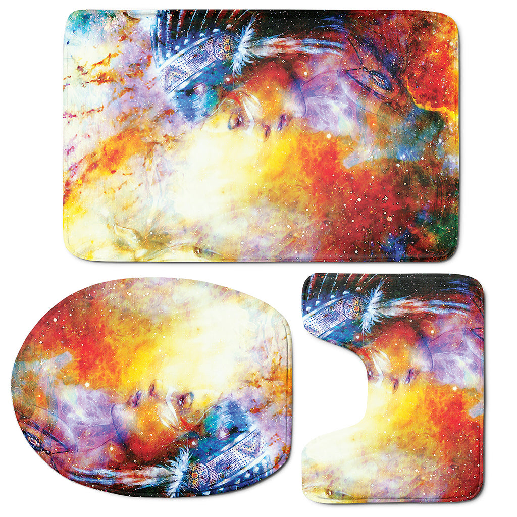 Galaxy Native Indian Woman Print 3 Piece Bath Mat Set