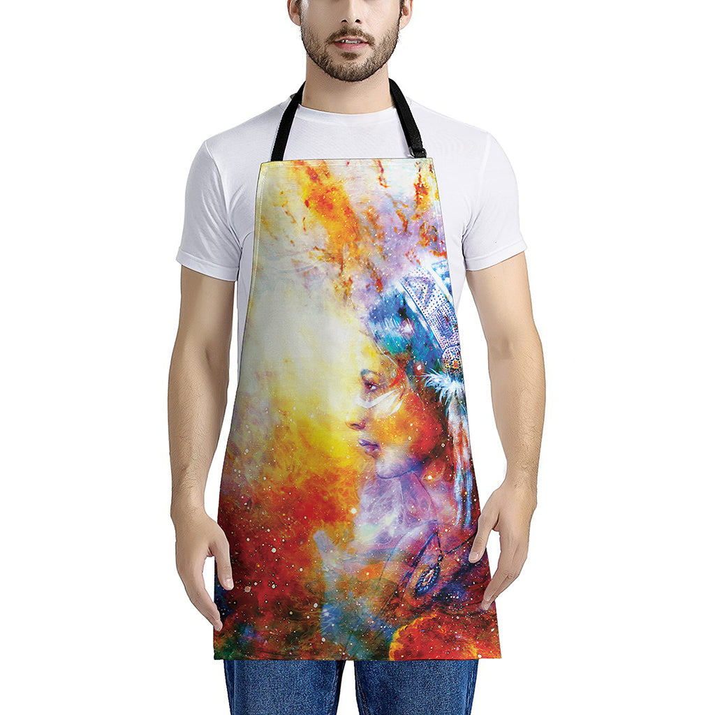 Galaxy Native Indian Woman Print Apron