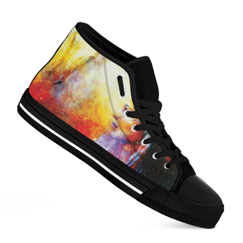 Galaxy Native Indian Woman Print Black High Top Shoes