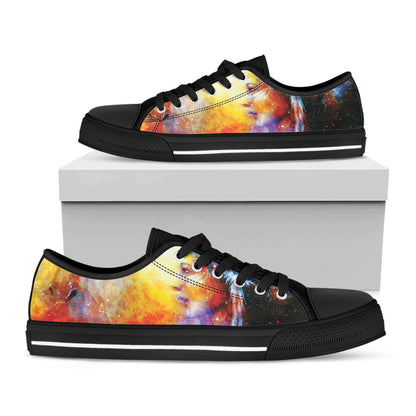Galaxy Native Indian Woman Print Black Low Top Shoes