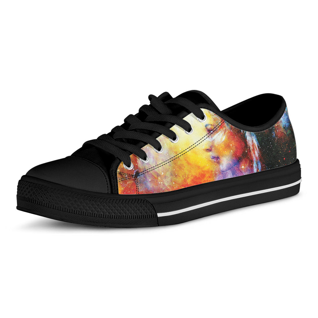 Galaxy Native Indian Woman Print Black Low Top Shoes