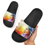 Galaxy Native Indian Woman Print Black Slide Sandals