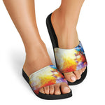 Galaxy Native Indian Woman Print Black Slide Sandals