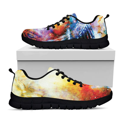 Galaxy Native Indian Woman Print Black Sneakers