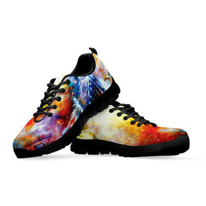 Galaxy Native Indian Woman Print Black Sneakers