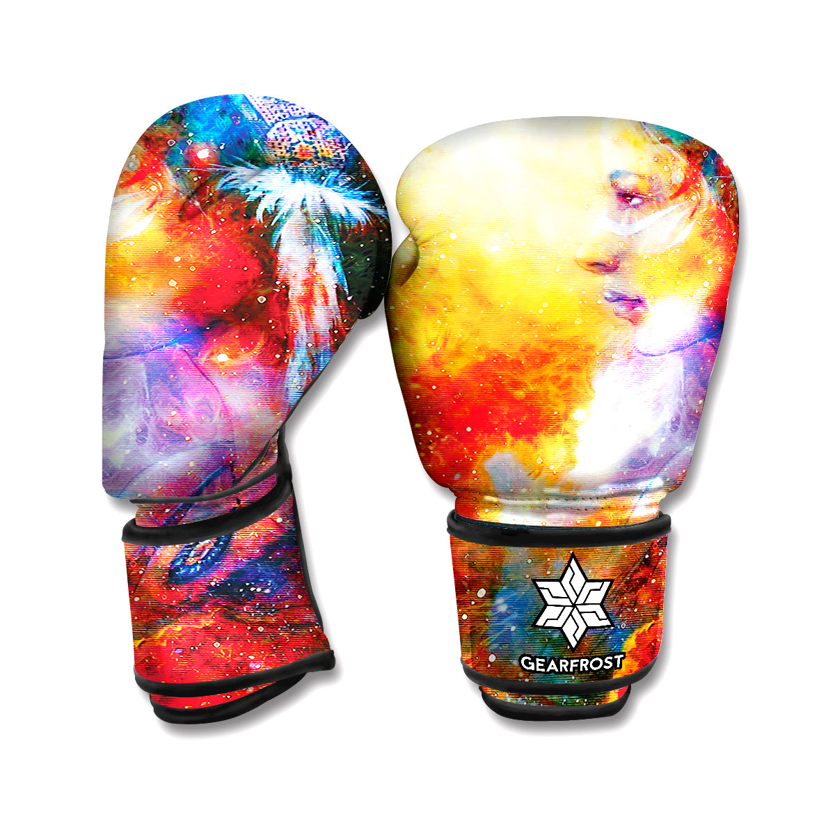 Galaxy Native Indian Woman Print Boxing Gloves