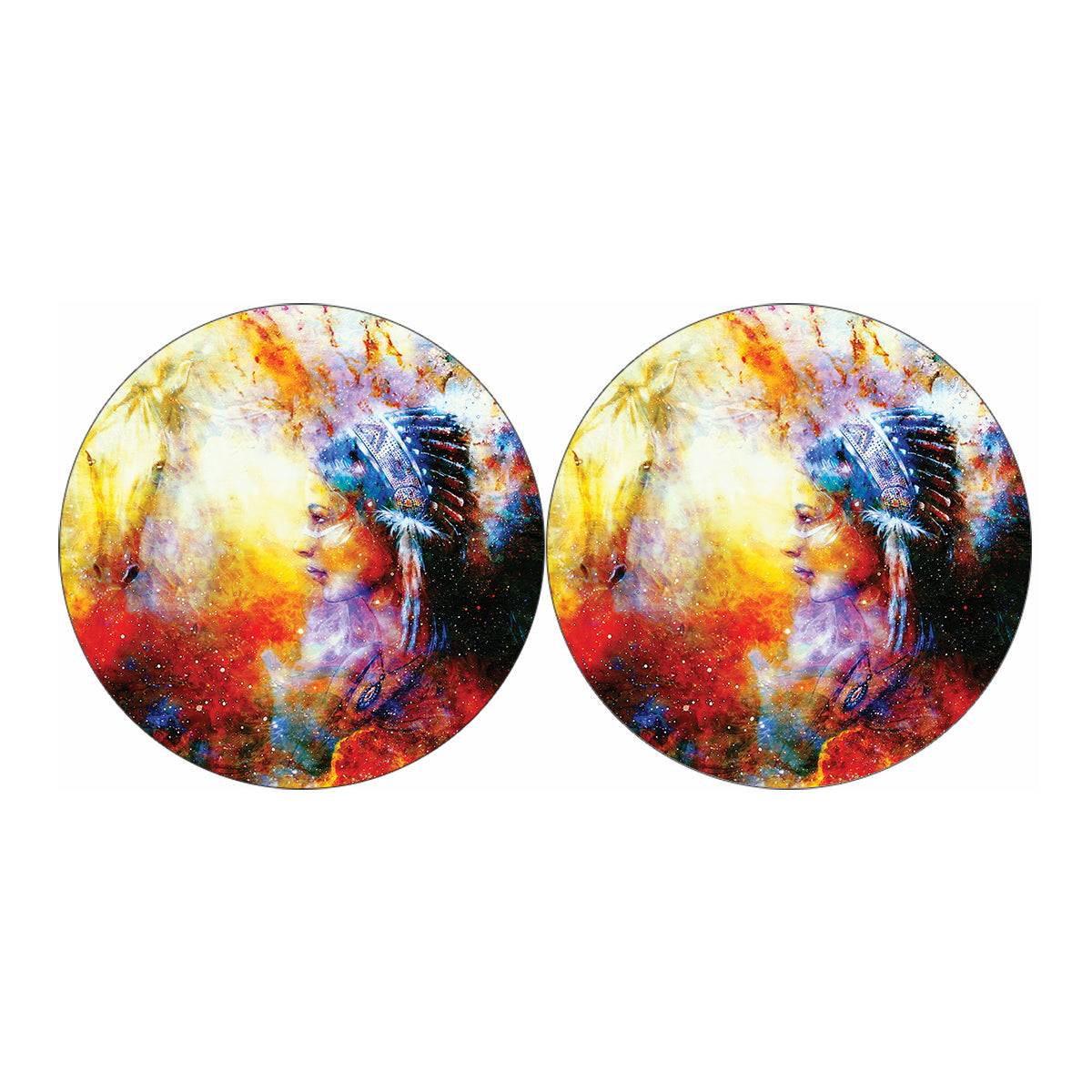 Galaxy Native Indian Woman Print Car Coasters