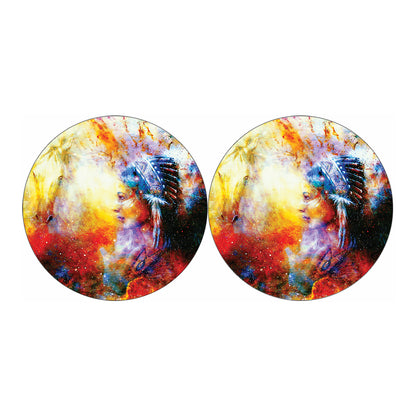 Galaxy Native Indian Woman Print Car Coasters