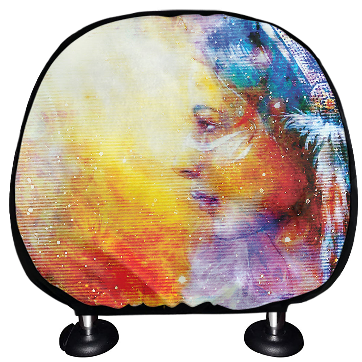 Galaxy Native Indian Woman Print Car Headrest Covers