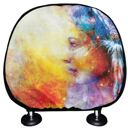 Galaxy Native Indian Woman Print Car Headrest Covers