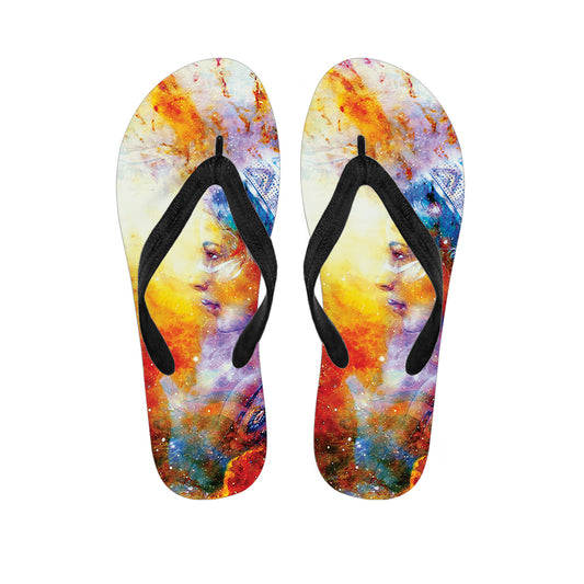 Galaxy Native Indian Woman Print Flip Flops