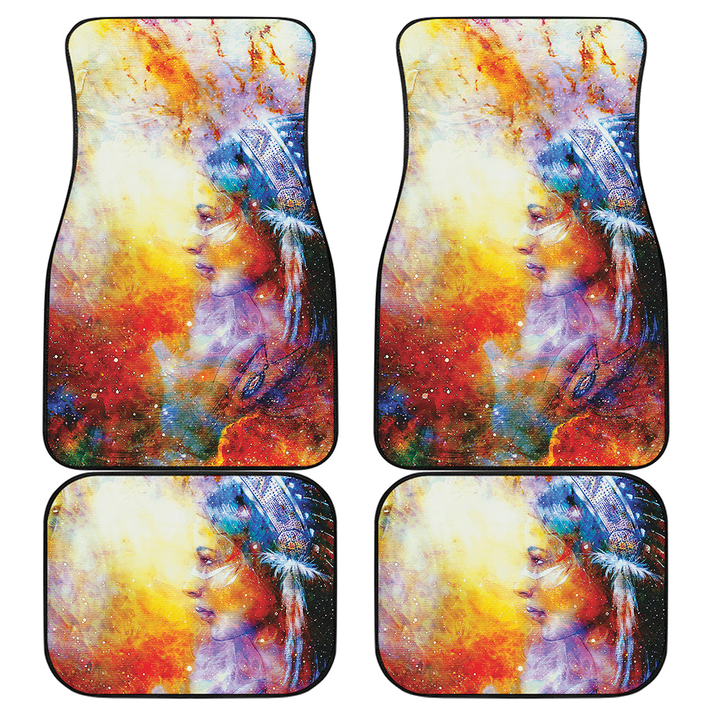 Galaxy Native Indian Woman Print Front and Back Car Floor Mats