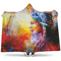 Galaxy Native Indian Woman Print Hooded Blanket