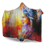 Galaxy Native Indian Woman Print Hooded Blanket