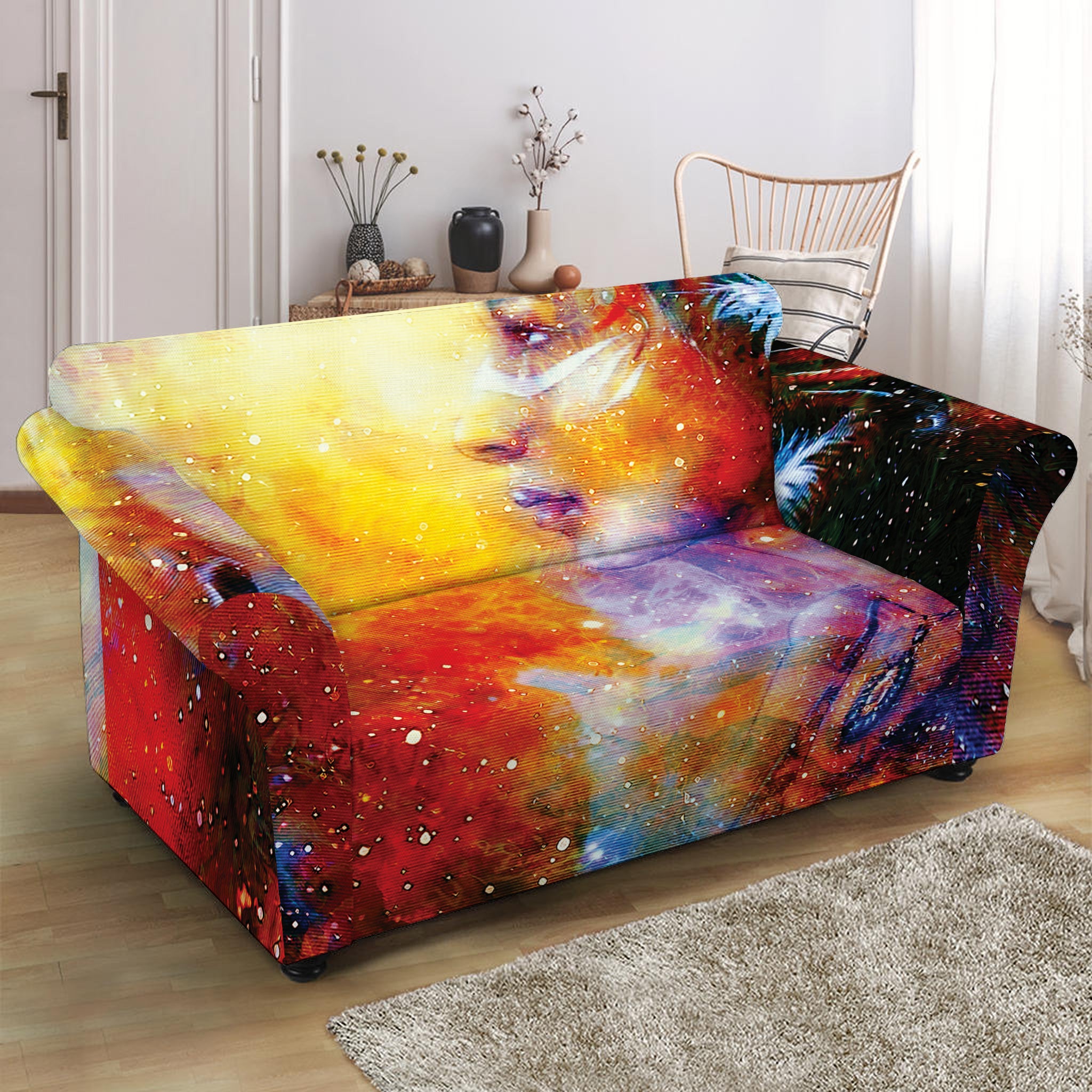 Galaxy Native Indian Woman Print Loveseat Slipcover