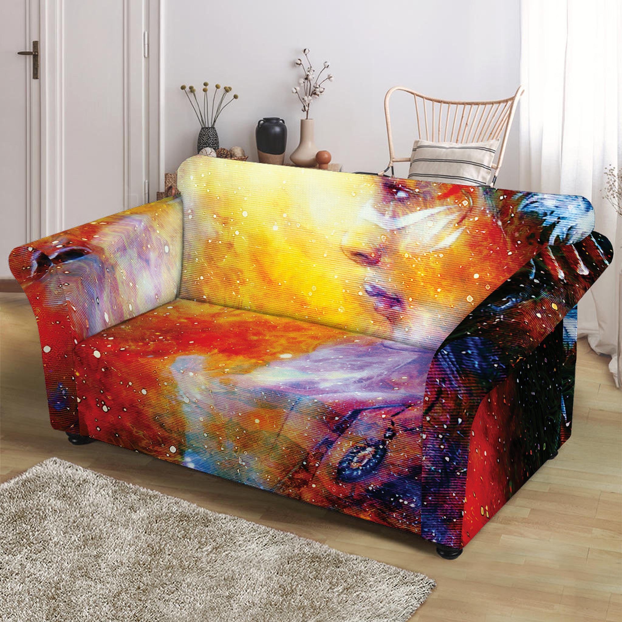 Galaxy Native Indian Woman Print Loveseat Slipcover