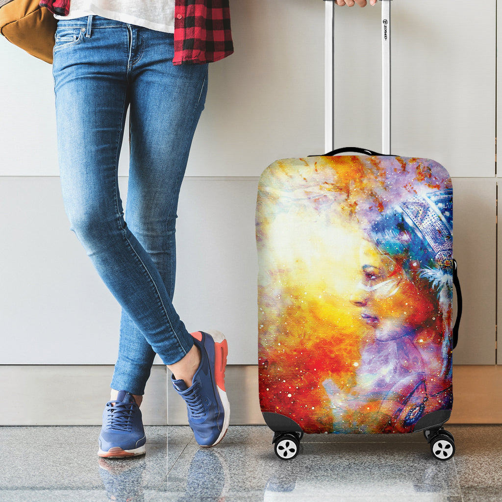 Galaxy Native Indian Woman Print Luggage Cover