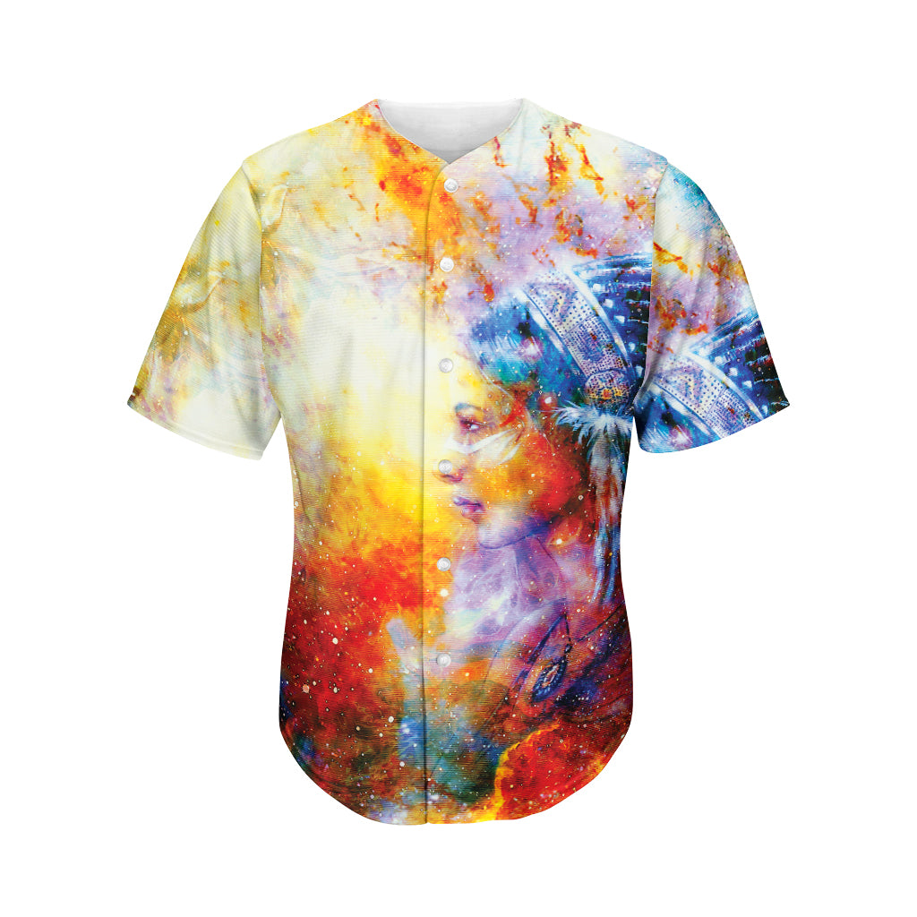 Galaxy Native Indian Woman Print Men's Baseball Jersey