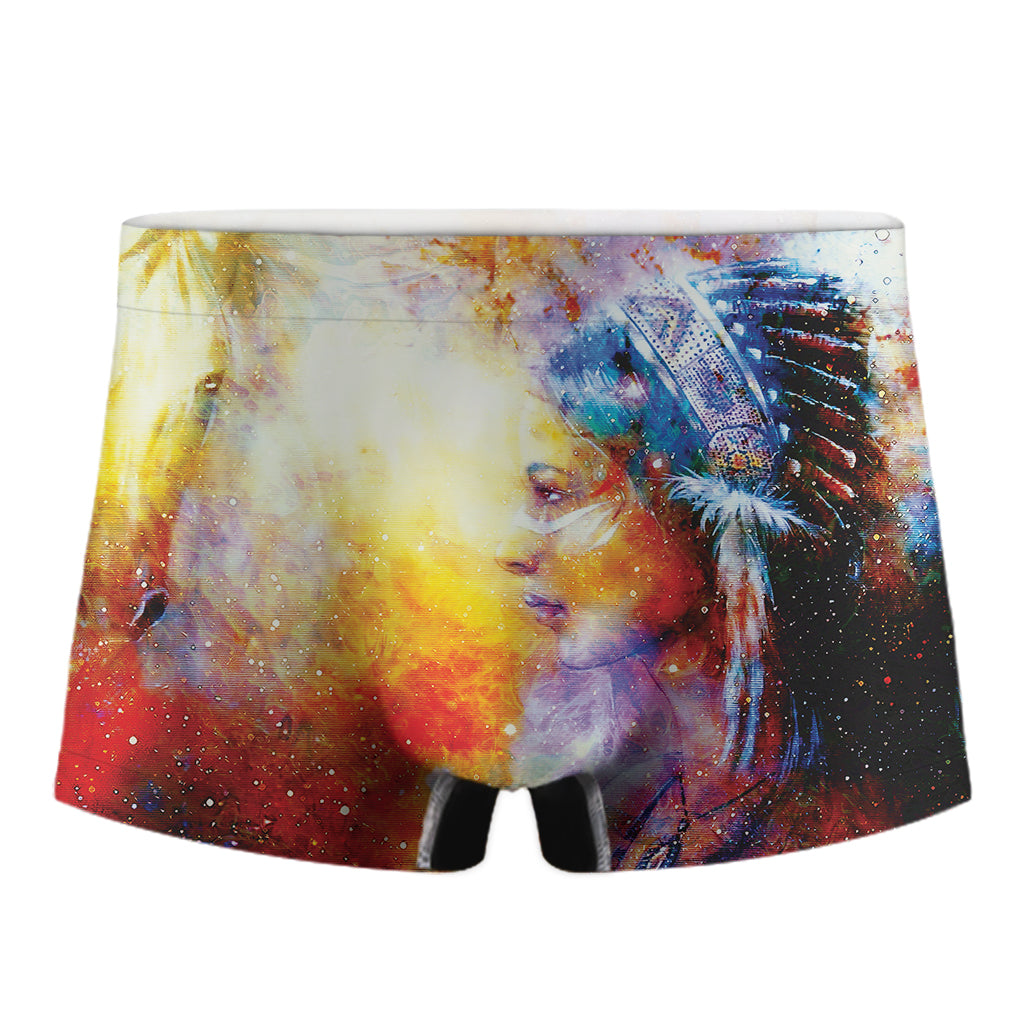 Galaxy Native Indian Woman Print Men's Boxer Briefs