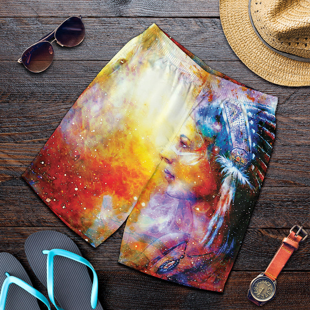 Galaxy Native Indian Woman Print Men's Shorts