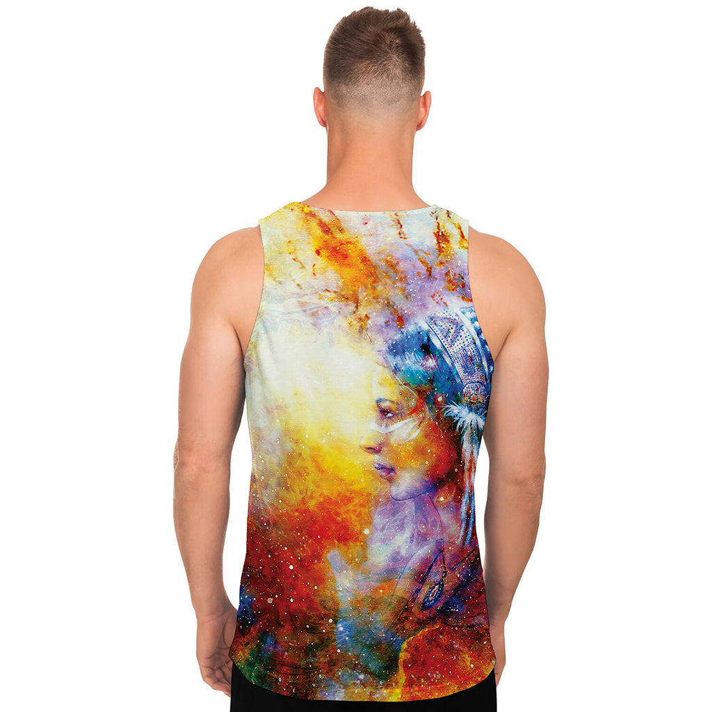 Galaxy Native Indian Woman Print Men's Tank Top