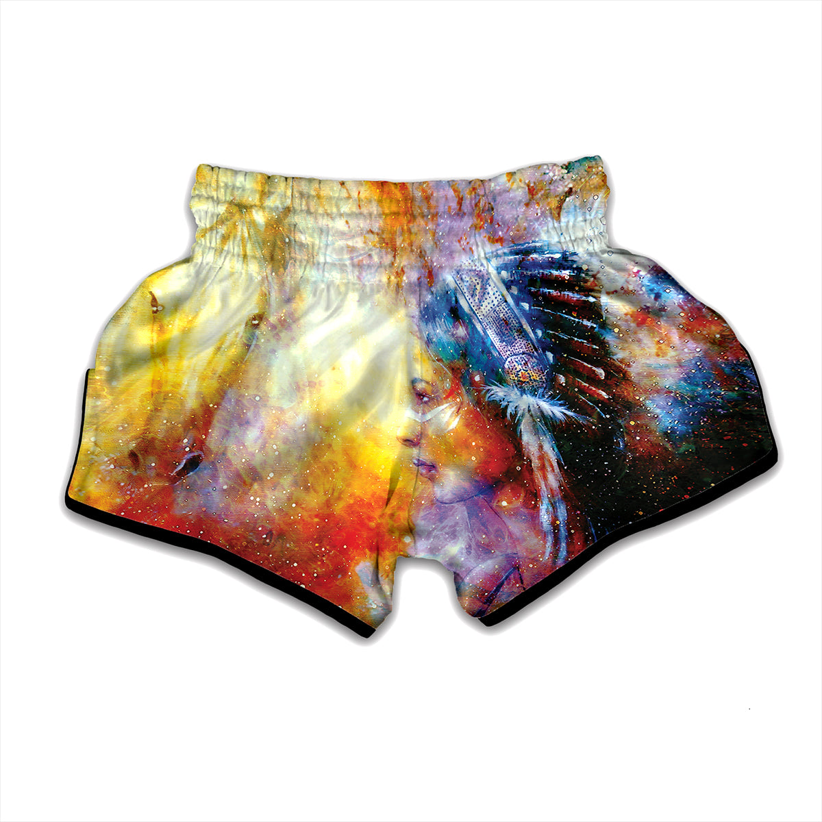 Galaxy Native Indian Woman Print Muay Thai Boxing Shorts