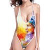 Galaxy Native Indian Woman Print One Piece High Cut Swimsuit