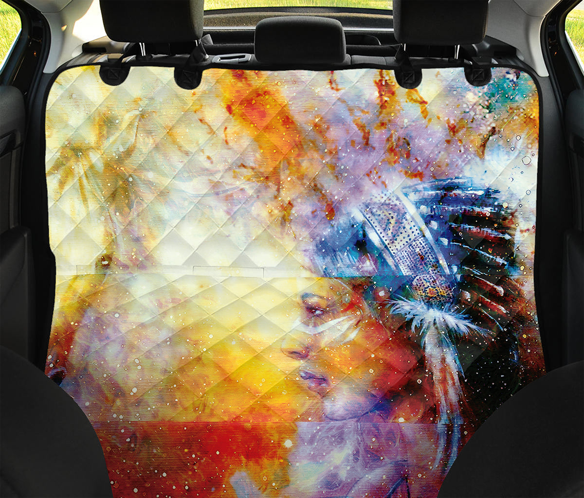 Galaxy Native Indian Woman Print Pet Car Back Seat Cover