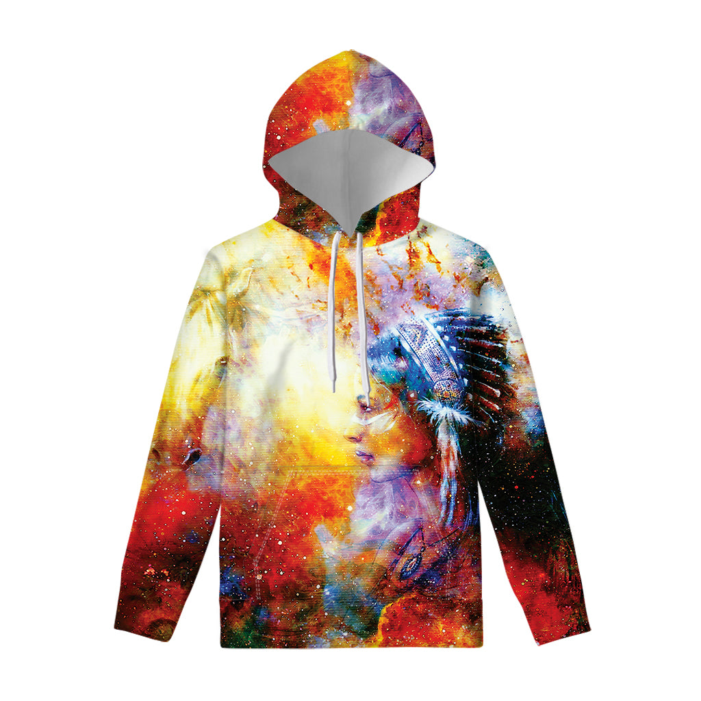 Galaxy Native Indian Woman Print Pullover Hoodie