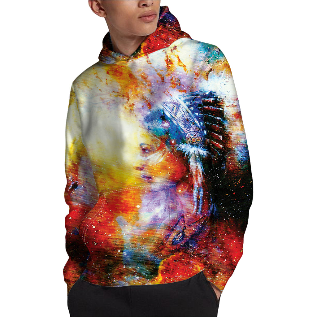 Galaxy Native Indian Woman Print Pullover Hoodie