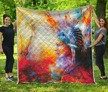 Galaxy Native Indian Woman Print Quilt