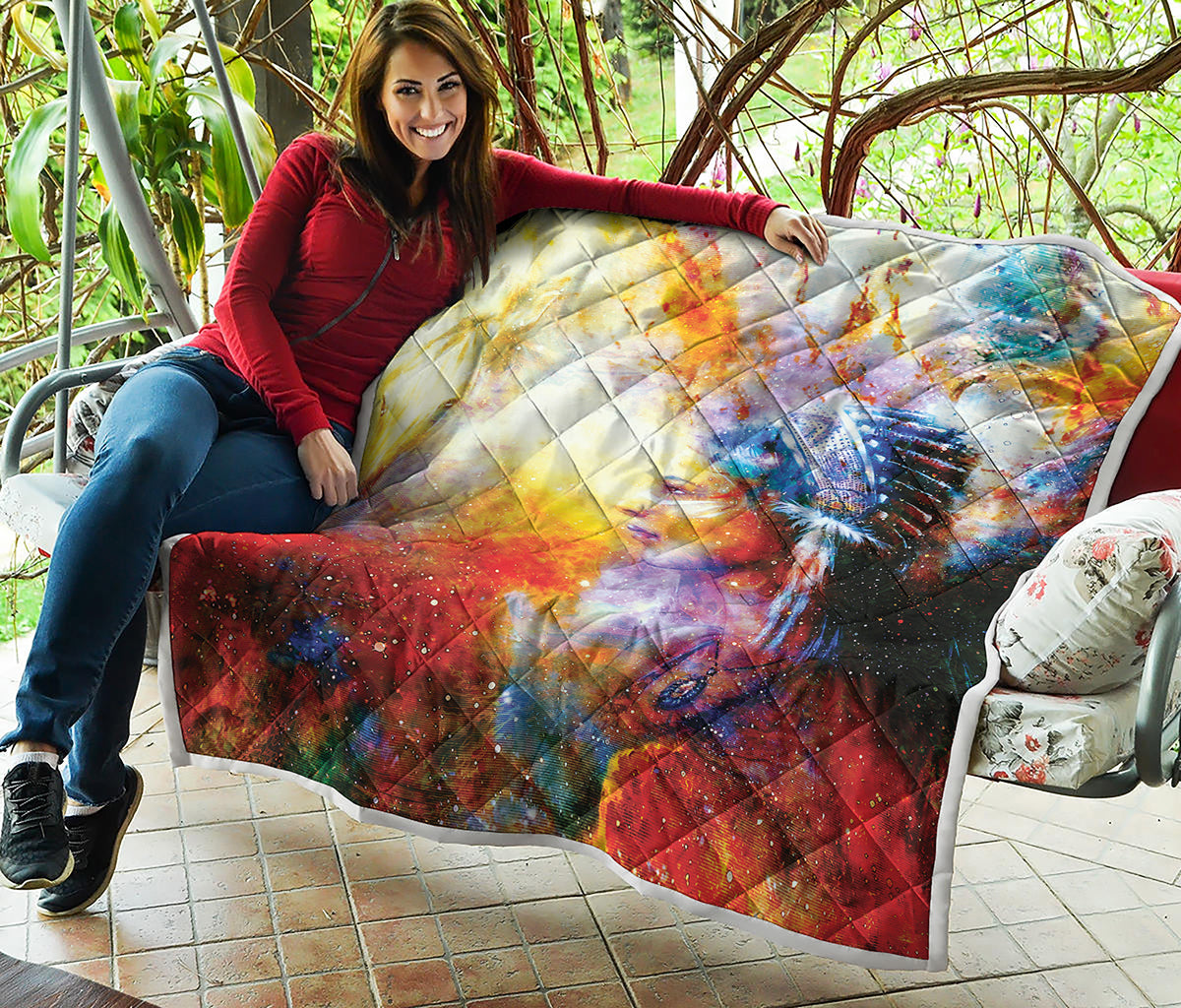 Galaxy Native Indian Woman Print Quilt