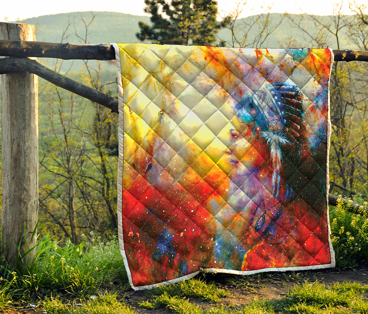 Galaxy Native Indian Woman Print Quilt