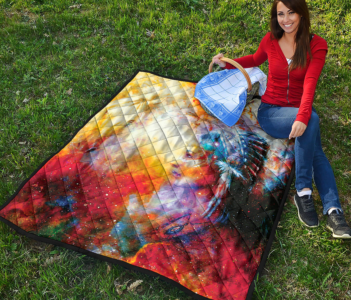 Galaxy Native Indian Woman Print Quilt
