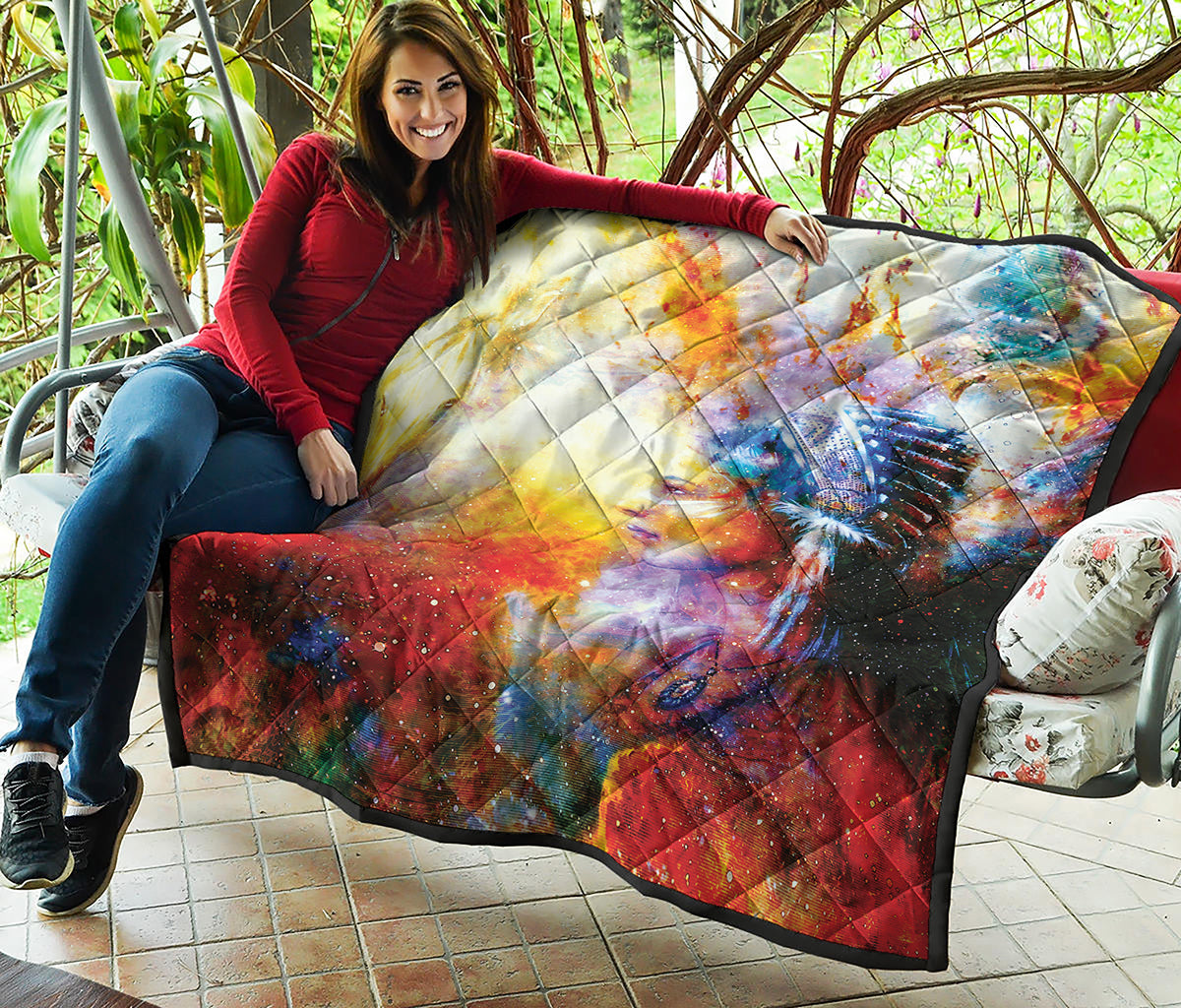 Galaxy Native Indian Woman Print Quilt