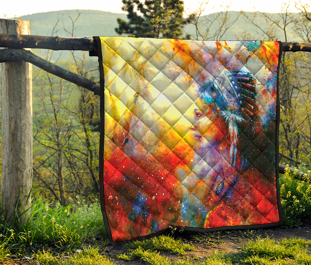 Galaxy Native Indian Woman Print Quilt