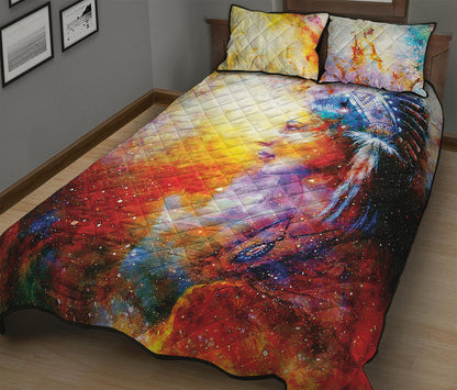 Galaxy Native Indian Woman Print Quilt Bed Set