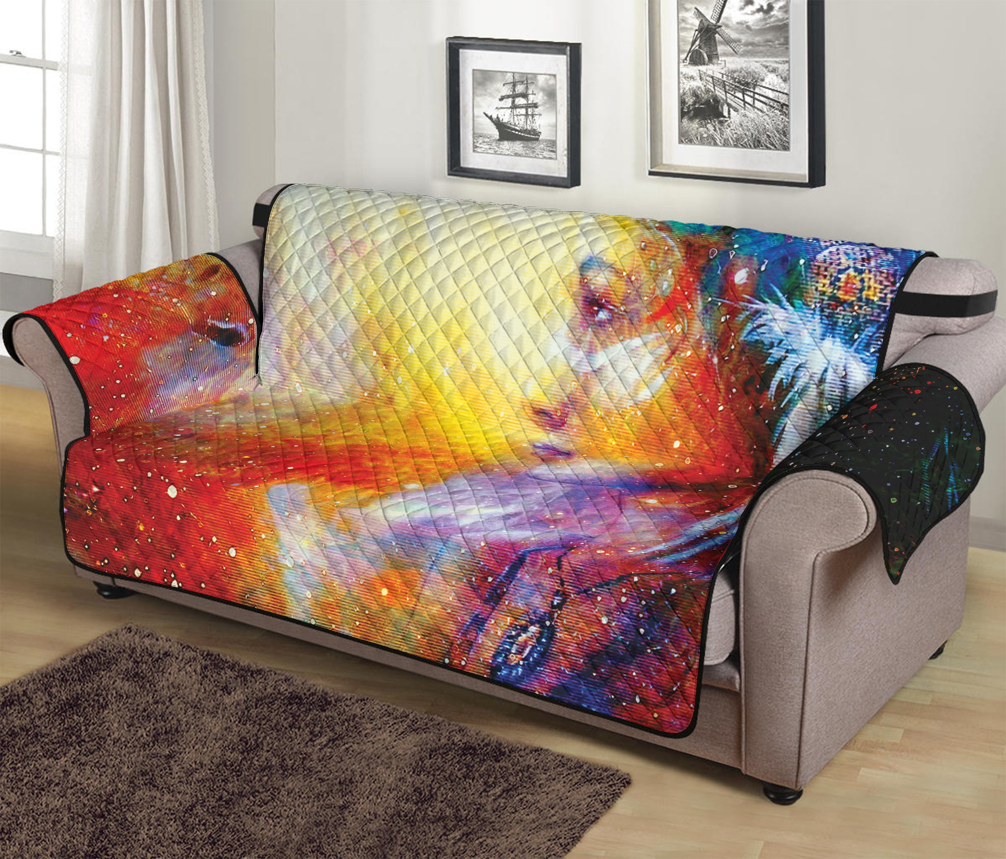 Galaxy Native Indian Woman Print Sofa Protector